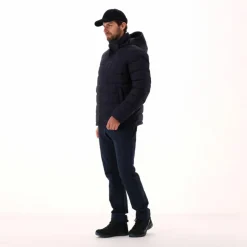 Melierte gepolsterte Herrenjacke mit Kapuze mit Sorona><noscript><img width=