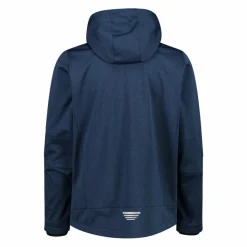 Melierte Softshell-Herrenjacke mit abnehmbarer Kapuze><noscript><img width=