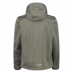 Melierte Softshell-Herrenjacke mit abnehmbarer Kapuze><noscript><img width=