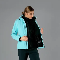 Softshell-Damenjacke mit abnehmbarer Kapuze><noscript><img width=