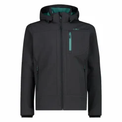 Softshell-Herrenjacke mit abnehmbarer Kapuze><noscript><img width=