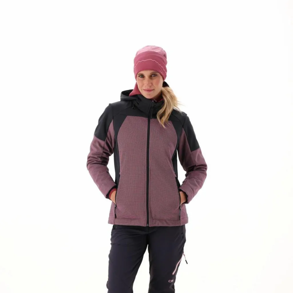 Softshelljacke für Damen mit Kapuze und zweifarbigem Grid-Jacquard-Motiv>CMP Outlet
