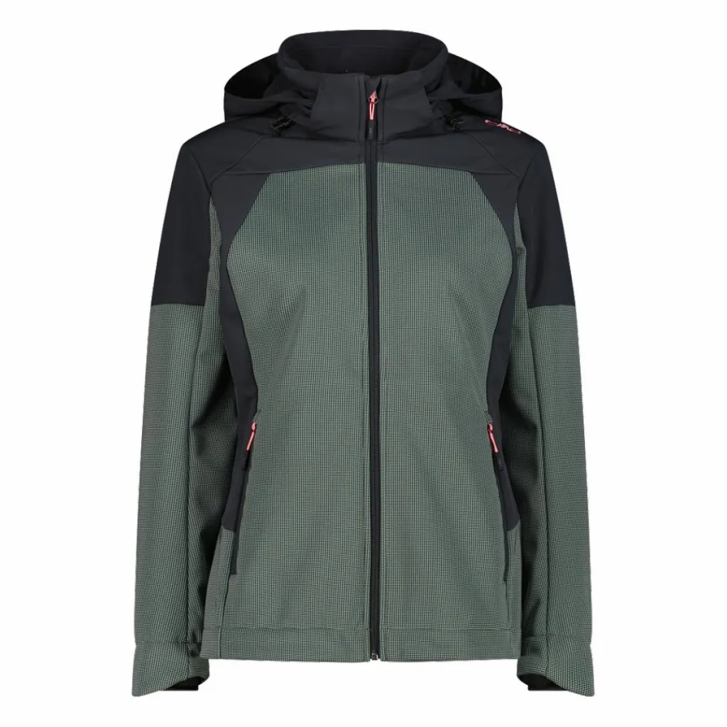 Softshelljacke für Damen mit Kapuze und zweifarbigem Grid-Jacquard-Motiv>CMP Outlet