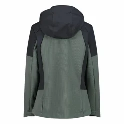 Softshelljacke für Damen mit Kapuze und zweifarbigem Grid-Jacquard-Motiv><noscript><img width=