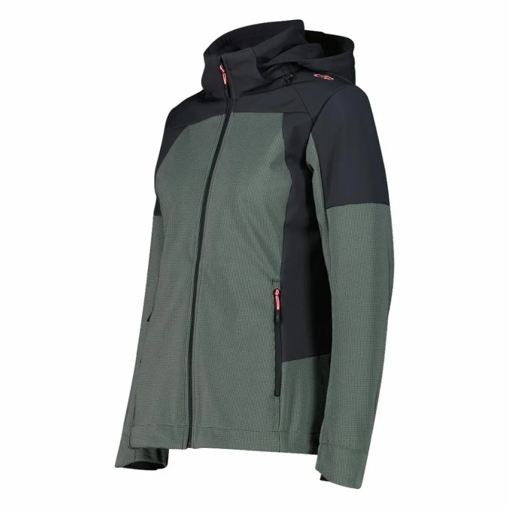 Softshelljacke für Damen mit Kapuze und zweifarbigem Grid-Jacquard-Motiv>CMP Outlet