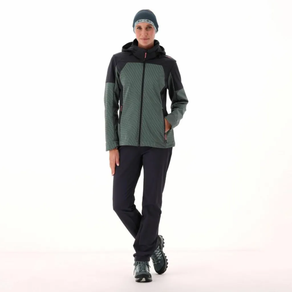 Softshelljacke für Damen mit Kapuze und zweifarbigem Grid-Jacquard-Motiv>CMP Outlet