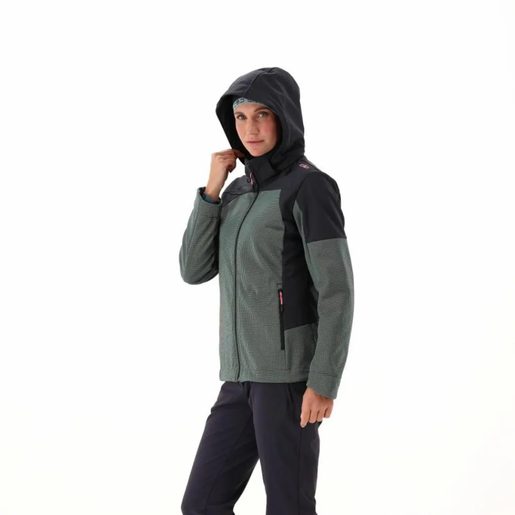 Softshelljacke für Damen mit Kapuze und zweifarbigem Grid-Jacquard-Motiv>CMP Outlet