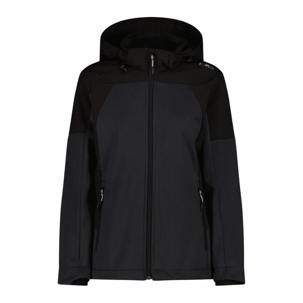 Softshelljacke für Damen mit Kapuze und zweifarbigem Grid-Jacquard-Motiv>CMP Outlet