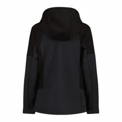 Softshelljacke für Damen mit Kapuze und zweifarbigem Grid-Jacquard-Motiv><noscript><img width=
