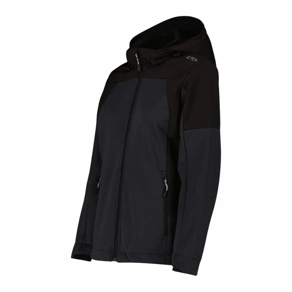 Softshelljacke für Damen mit Kapuze und zweifarbigem Grid-Jacquard-Motiv>CMP Outlet