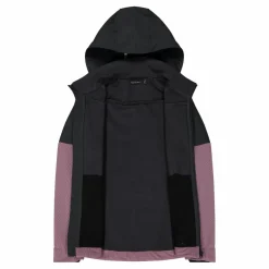 Softshelljacke für Damen mit Kapuze und zweifarbigem Grid-Jacquard-Motiv><noscript><img width=