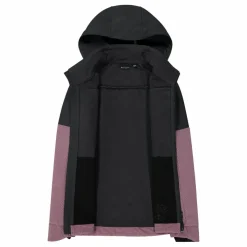 Softshelljacke für Damen mit Kapuze und zweifarbigem Grid-Jacquard-Motiv><noscript><img width=