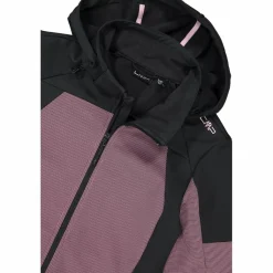 Softshelljacke für Damen mit Kapuze und zweifarbigem Grid-Jacquard-Motiv><noscript><img width=