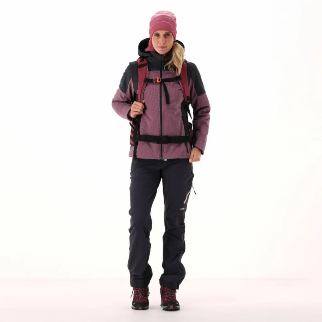 Softshelljacke für Damen mit Kapuze und zweifarbigem Grid-Jacquard-Motiv>CMP Outlet
