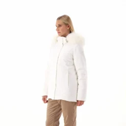 Softshelljacke für Damen mit Kapuze aus Kunstfell><noscript><img width=