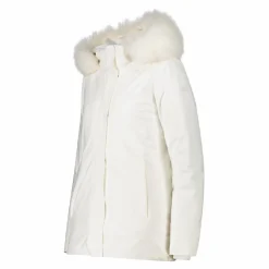 Softshelljacke für Damen mit Kapuze aus Kunstfell><noscript><img width=
