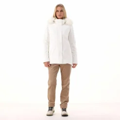 Softshelljacke für Damen mit Kapuze aus Kunstfell><noscript><img width=