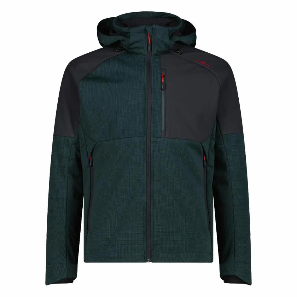 Softshelljacke für Herren mit Kapuze und zweifarbigem Grid-Jacquard-Motiv>CMP Sale