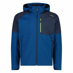 Softshelljacke für Herren mit Kapuze und zweifarbigem Grid-Jacquard-Motiv><noscript><img width=