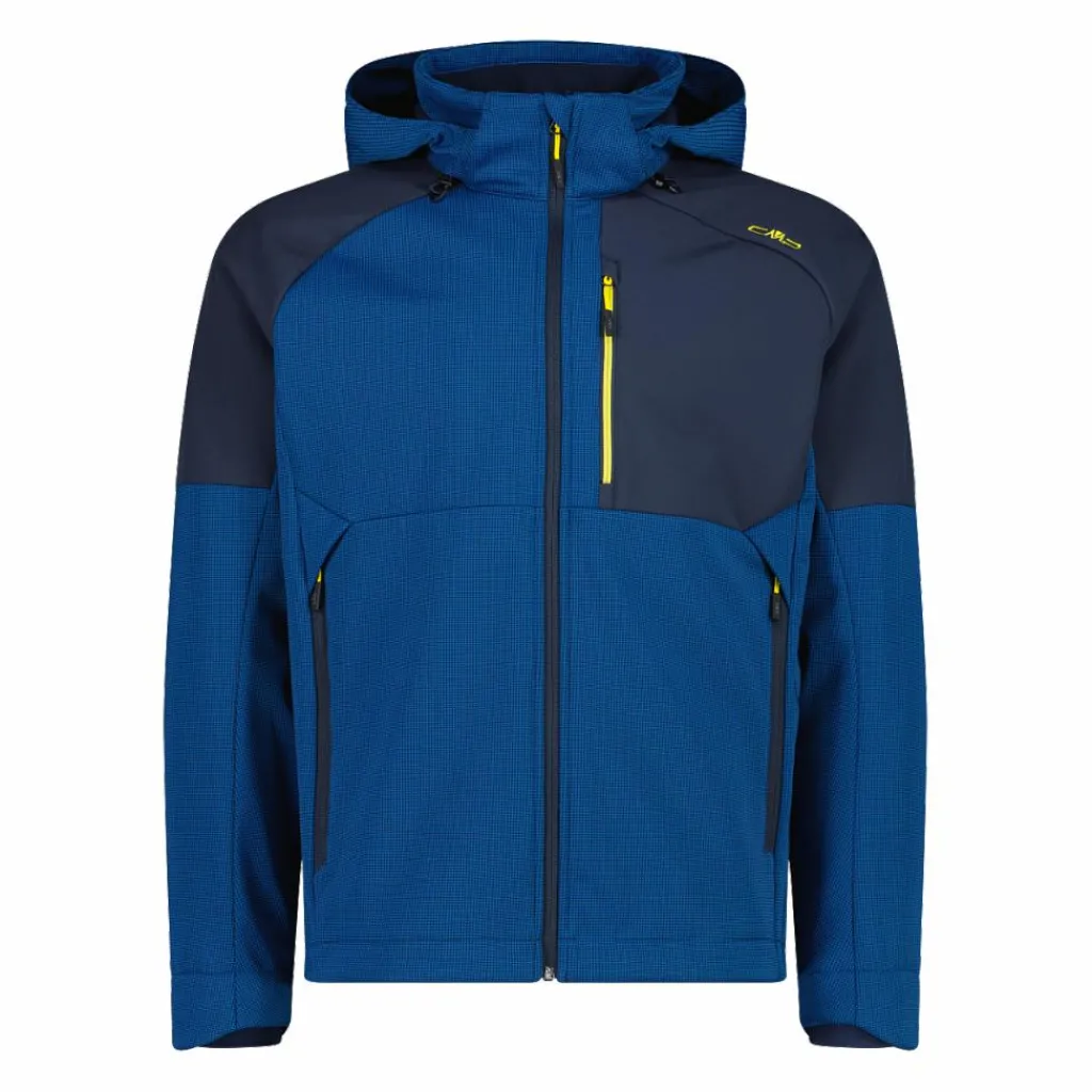 Softshelljacke für Herren mit Kapuze und zweifarbigem Grid-Jacquard-Motiv>CMP Sale