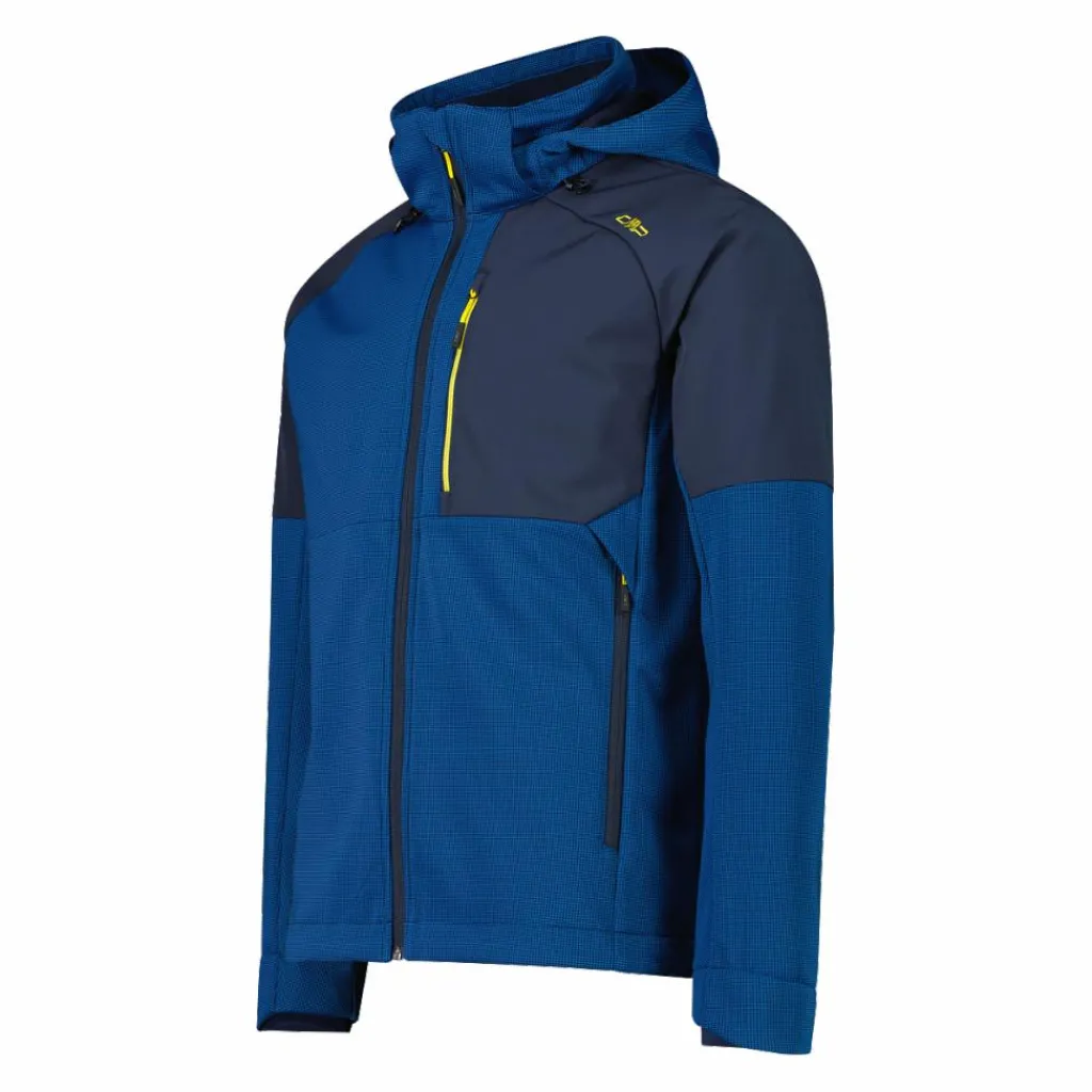 Softshelljacke für Herren mit Kapuze und zweifarbigem Grid-Jacquard-Motiv>CMP Sale