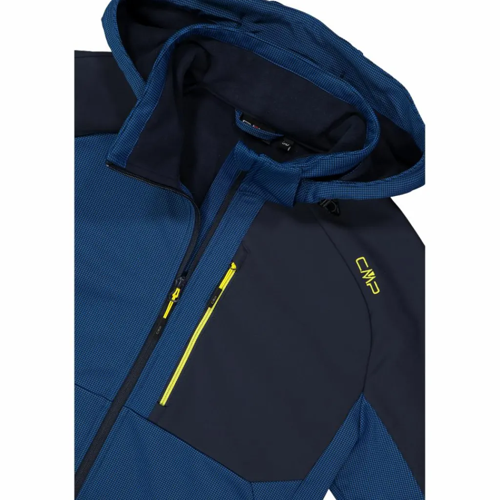 Softshelljacke für Herren mit Kapuze und zweifarbigem Grid-Jacquard-Motiv>CMP Sale