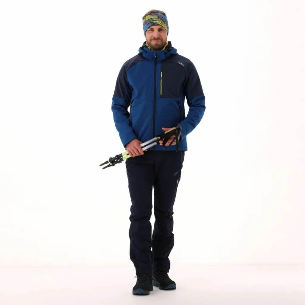 Softshelljacke für Herren mit Kapuze und zweifarbigem Grid-Jacquard-Motiv>CMP Sale