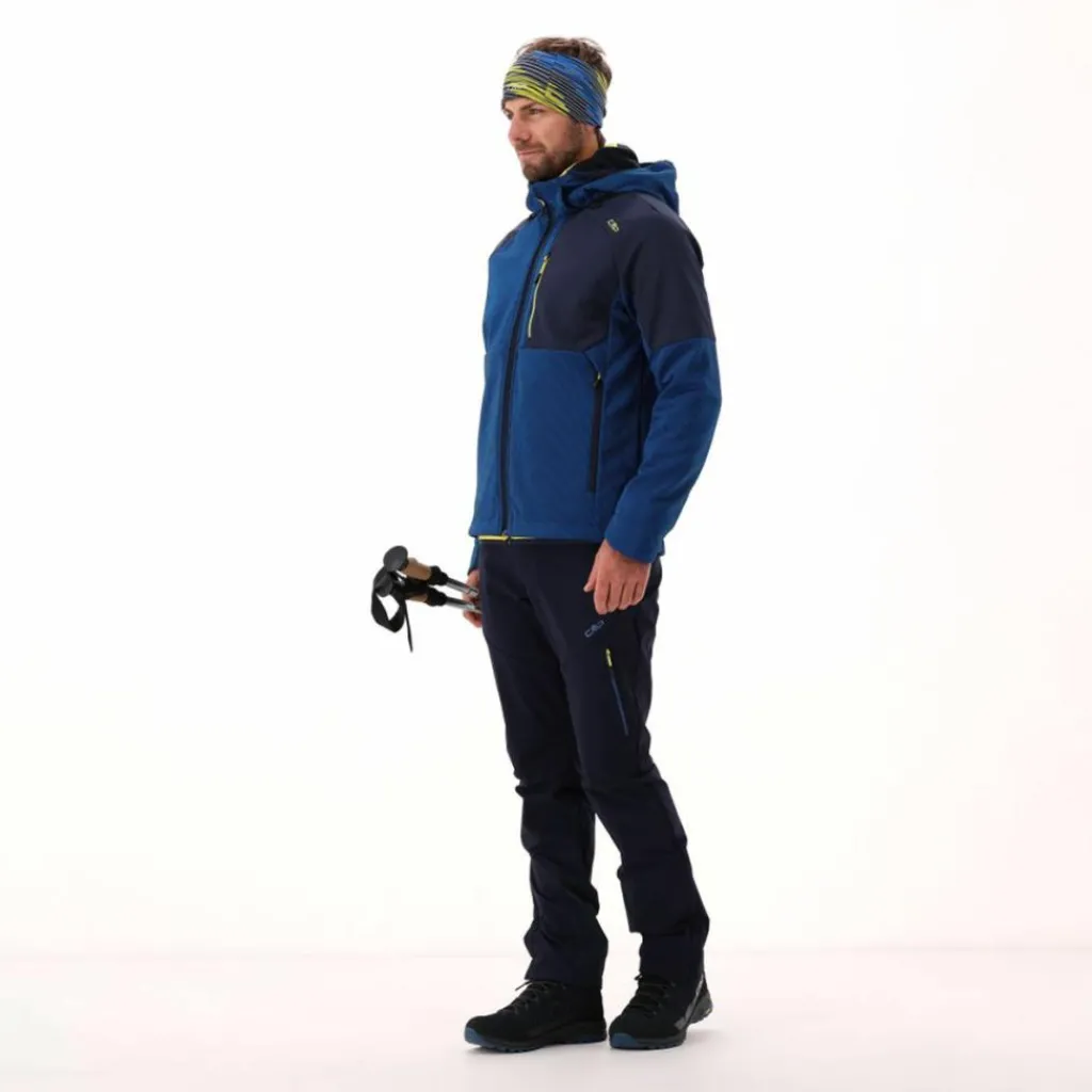 Softshelljacke für Herren mit Kapuze und zweifarbigem Grid-Jacquard-Motiv>CMP Sale