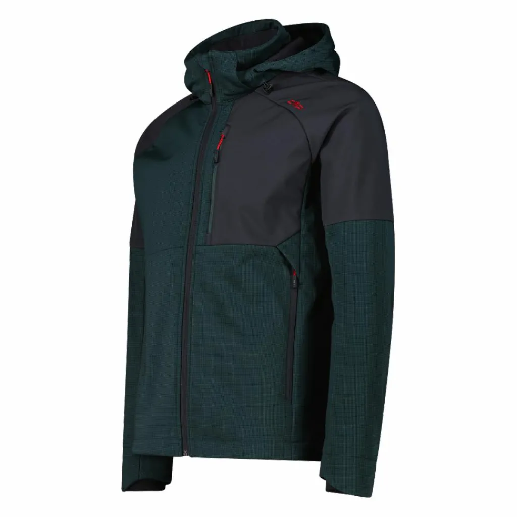 Softshelljacke für Herren mit Kapuze und zweifarbigem Grid-Jacquard-Motiv>CMP Sale