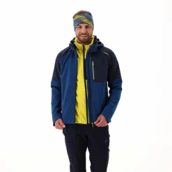Softshelljacke für Herren mit Kapuze und zweifarbigem Grid-Jacquard-Motiv><noscript><img width=
