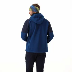 Softshelljacke für Herren mit Kapuze und zweifarbigem Grid-Jacquard-Motiv><noscript><img width=