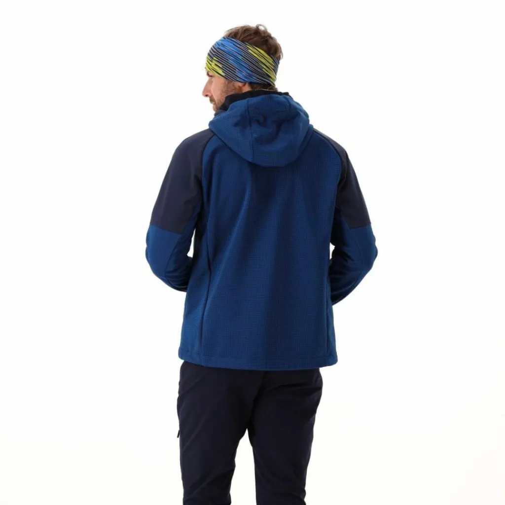 Softshelljacke für Herren mit Kapuze und zweifarbigem Grid-Jacquard-Motiv>CMP Sale