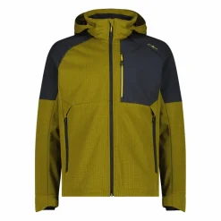 Softshelljacke für Herren mit Kapuze und zweifarbigem Grid-Jacquard-Motiv><noscript><img width=