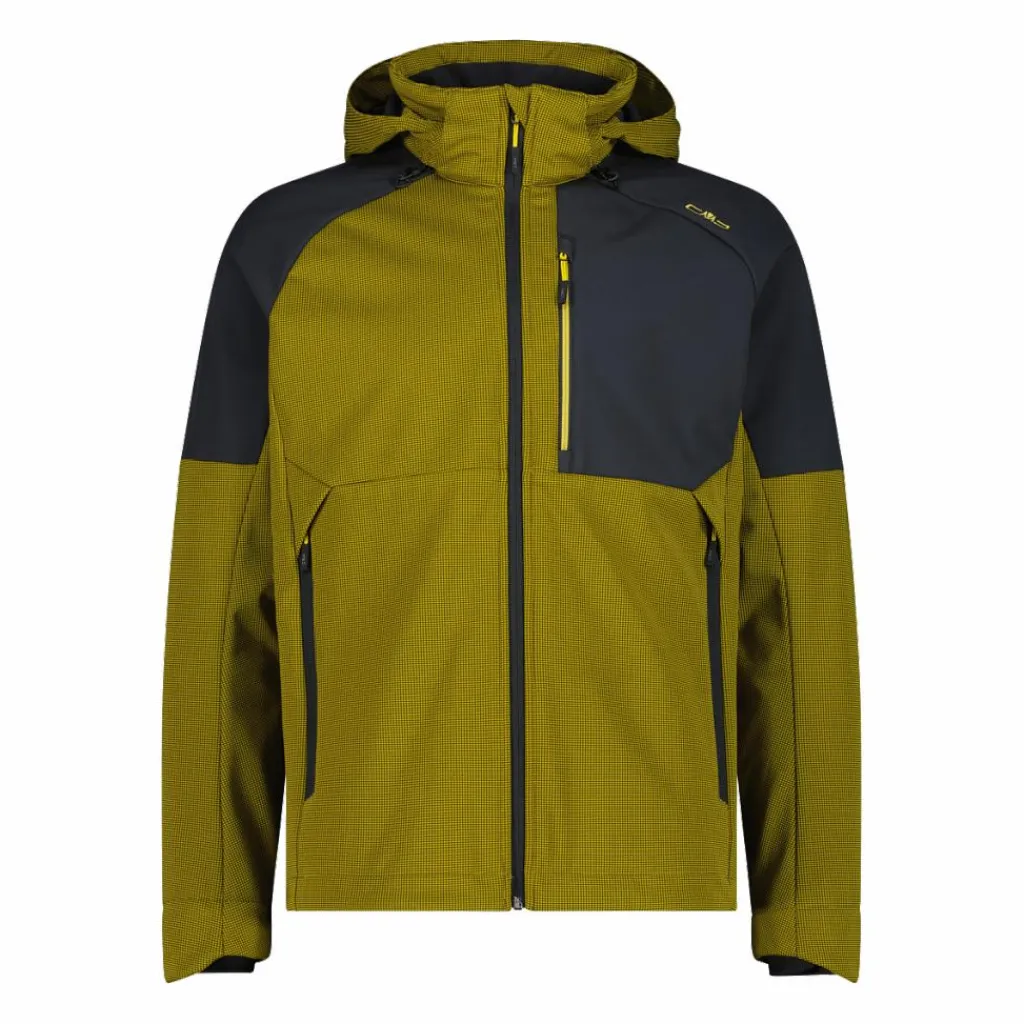 Softshelljacke für Herren mit Kapuze und zweifarbigem Grid-Jacquard-Motiv>CMP Sale