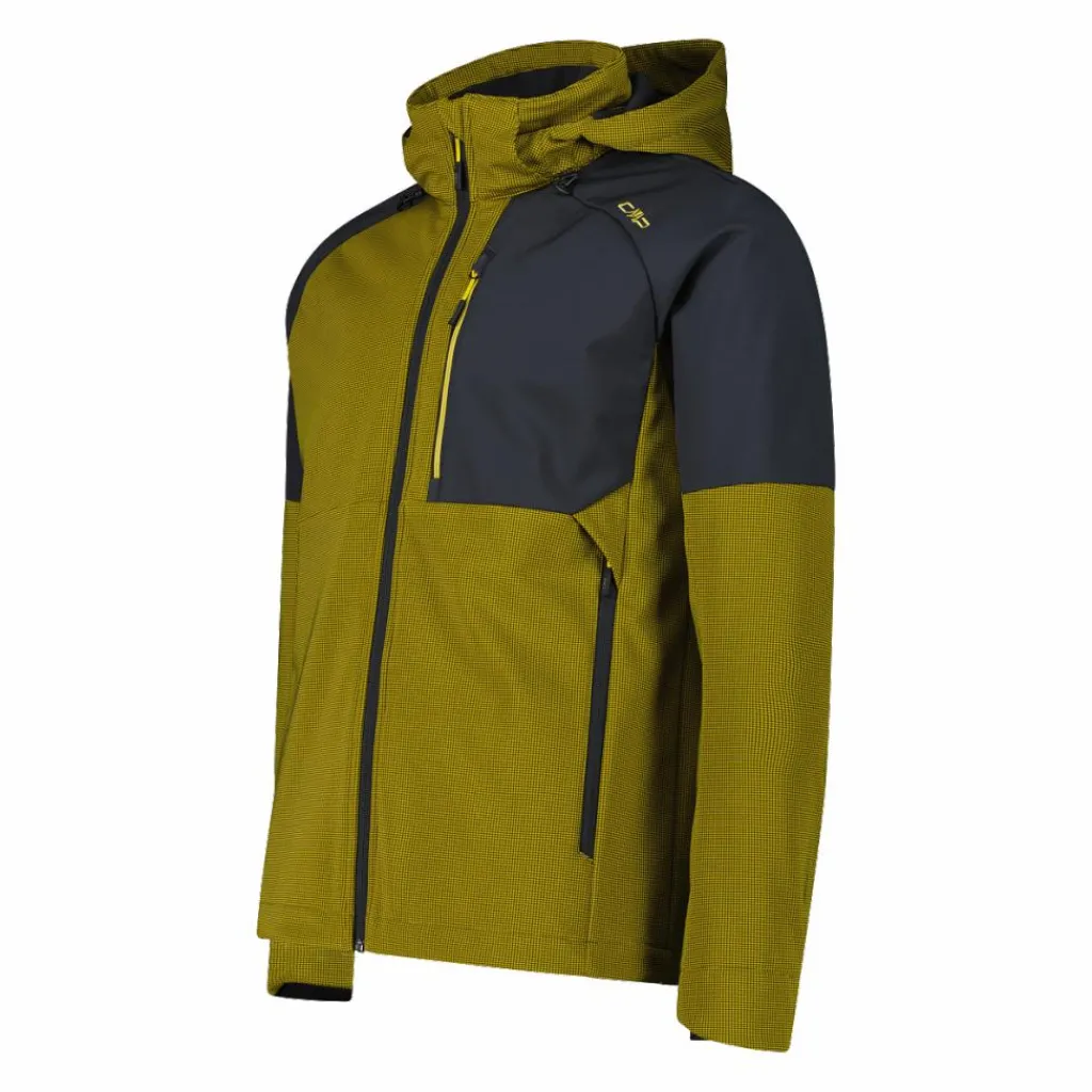 Softshelljacke für Herren mit Kapuze und zweifarbigem Grid-Jacquard-Motiv>CMP Sale