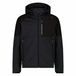 Softshelljacke für Herren mit Kapuze und zweifarbigem Grid-Jacquard-Motiv><noscript><img width=