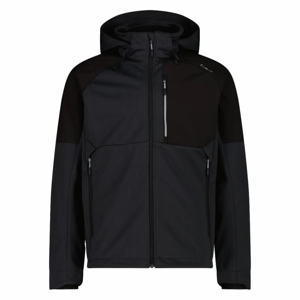 Softshelljacke für Herren mit Kapuze und zweifarbigem Grid-Jacquard-Motiv>CMP Sale
