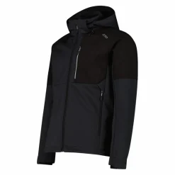 Softshelljacke für Herren mit Kapuze und zweifarbigem Grid-Jacquard-Motiv><noscript><img width=