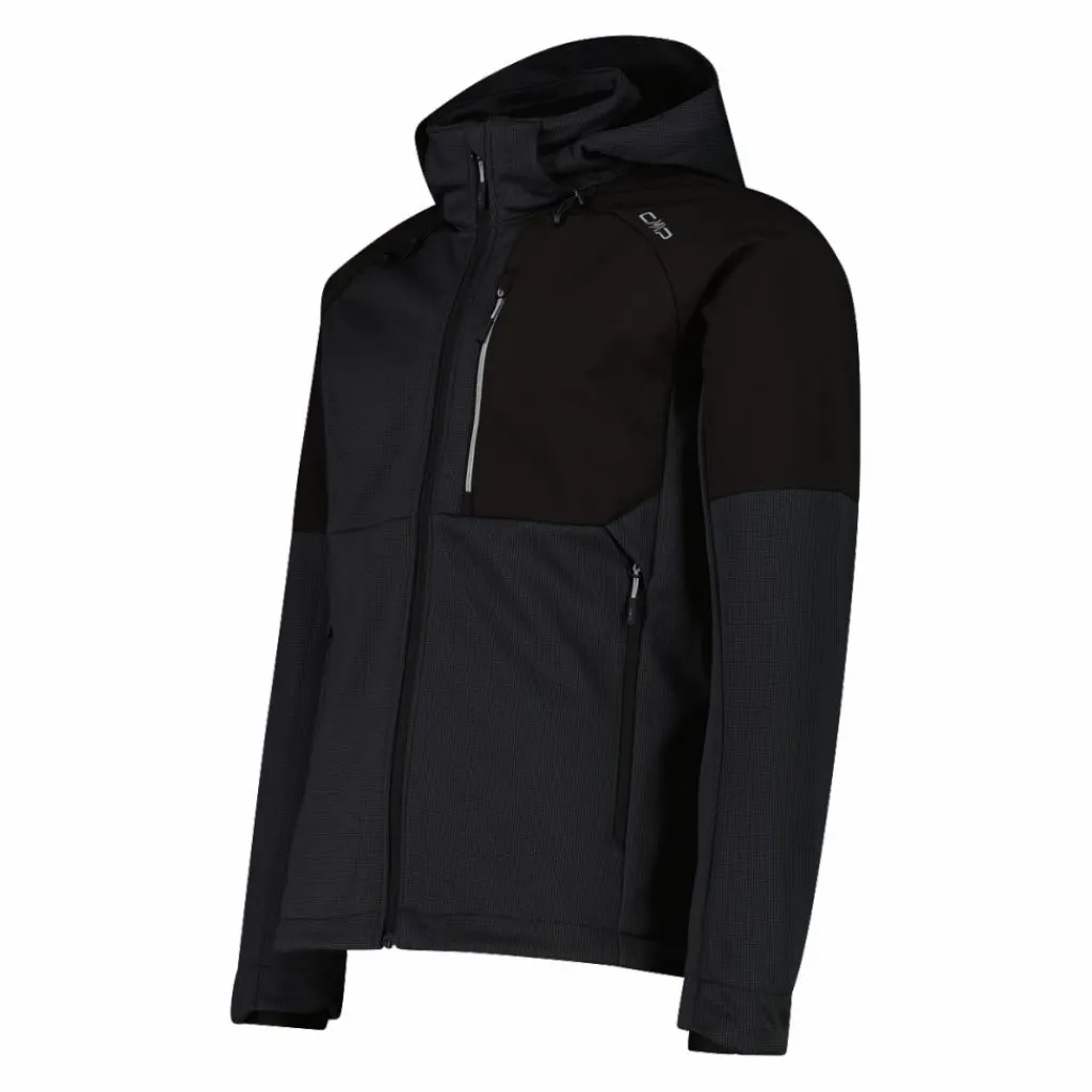 Softshelljacke für Herren mit Kapuze und zweifarbigem Grid-Jacquard-Motiv>CMP Sale