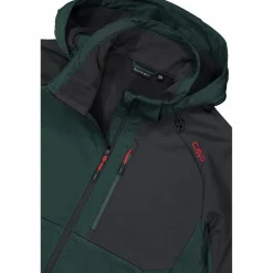 Softshelljacke für Herren mit Kapuze und zweifarbigem Grid-Jacquard-Motiv><noscript><img width=