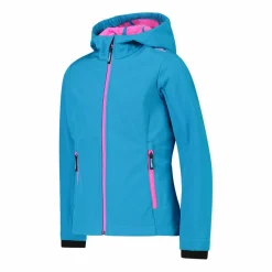 Softshell-Mädchenjacke mit Fix-Hood><noscript><img width=