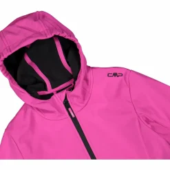 Softshell-Mädchenjacke mit Fix-Hood><noscript><img width=