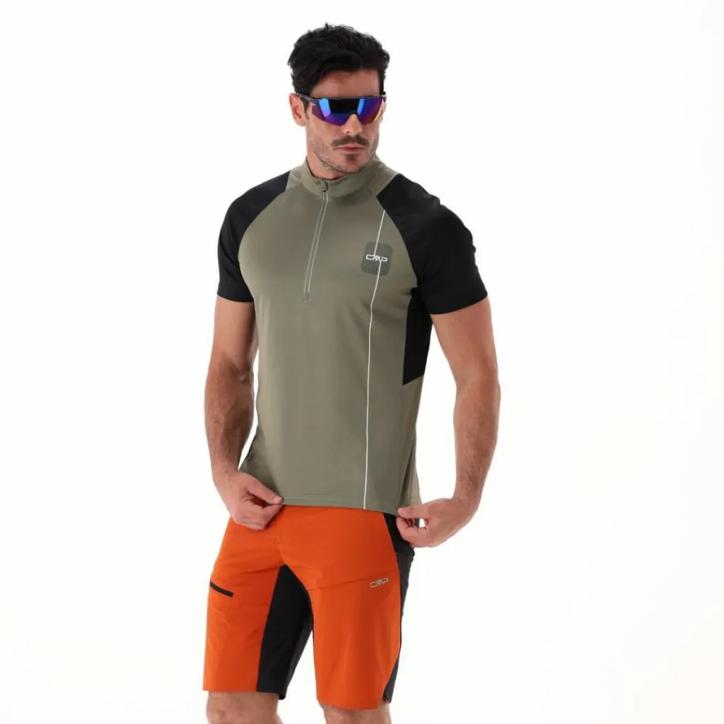Technisches Radsport-T-Shirt mit kurzem Reißverschluss für Herren>CMP Sale