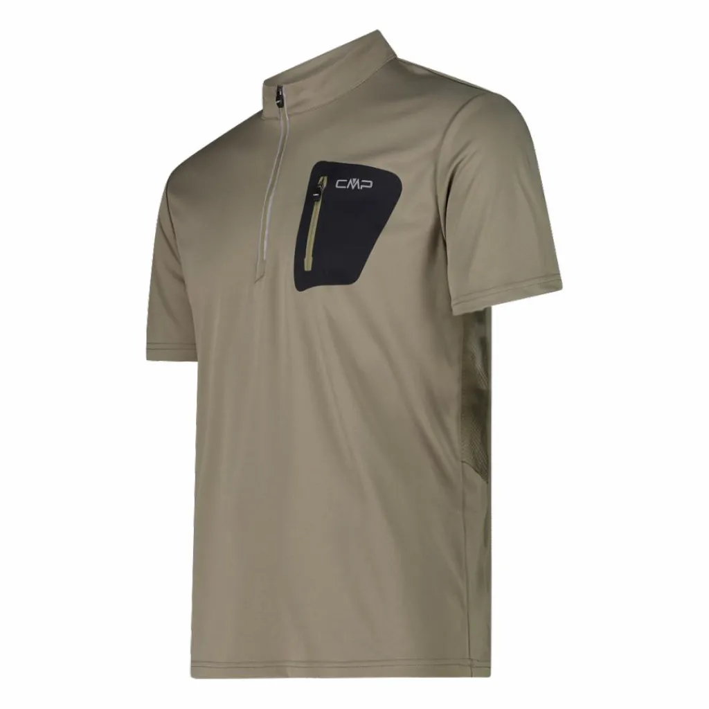 Technisches Radsport-T-Shirt für Herren mit kurzem Reißverschluss und Brusttasche>CMP Best