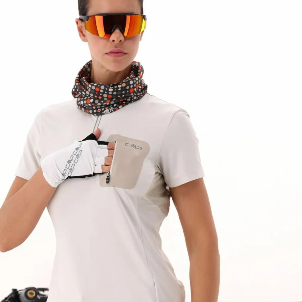 Technisches Radsport-T-Shirt für Damen mit kurzem Reißverschluss und Brusttasche>CMP Outlet