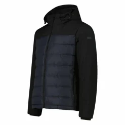 Wattierte Herrenjacke mit abnehmbarer Kapuze><noscript><img width=