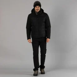 Wattierte Herrenjacke mit abnehmbarer Kapuze><noscript><img width=