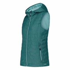 Wattierte Weste mit Kapuze für Damen><noscript><img width=
