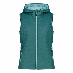 Wattierte Weste mit Kapuze für Damen><noscript><img width=